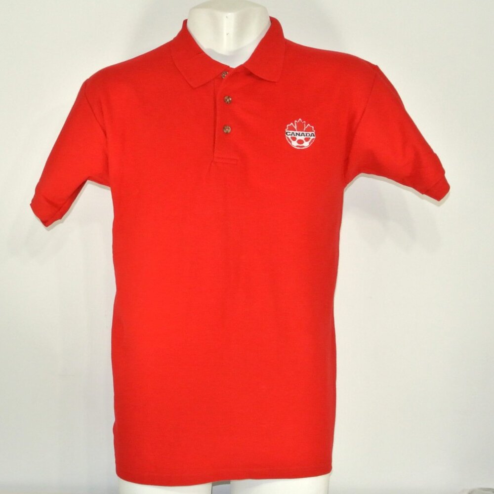 SOCCER CANADA Team Canada Red Polo Golf Shirt Size M Medium